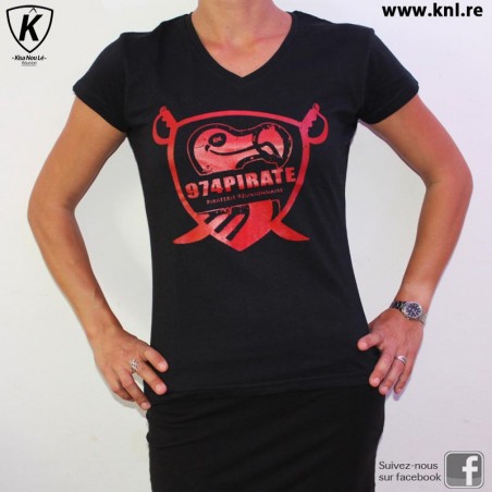 Tee Shirt 974 Pirate femme noir