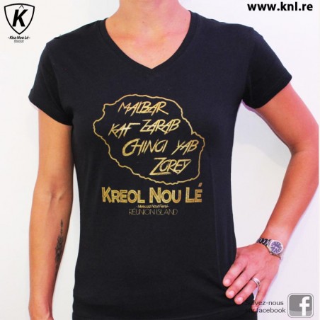 Tee Shirt Kreol Nou Lé femme noir