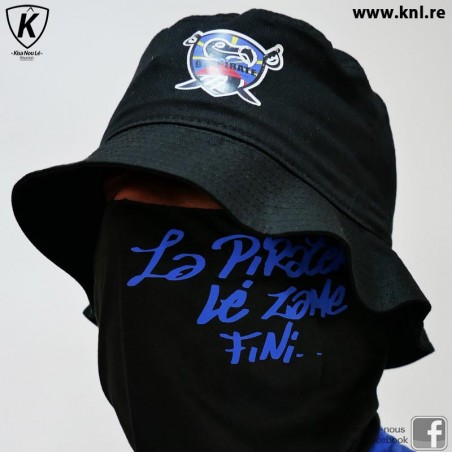 Cagoule 974 Pirate Réunion noir et bleu