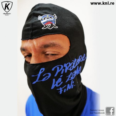 Cagoule 974 Pirate Réunion noir et bleu